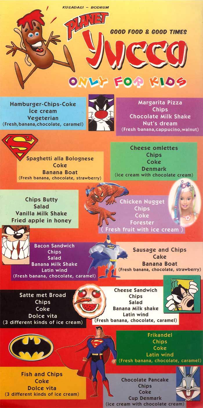 kids food menu